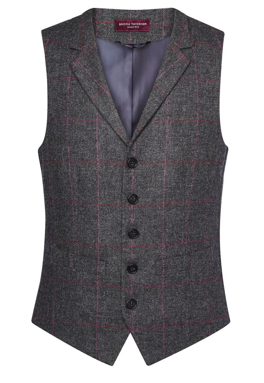 Memphis Mens Waistcoat Mens Waistcoat Brook Taverner Charcoal/Pink S