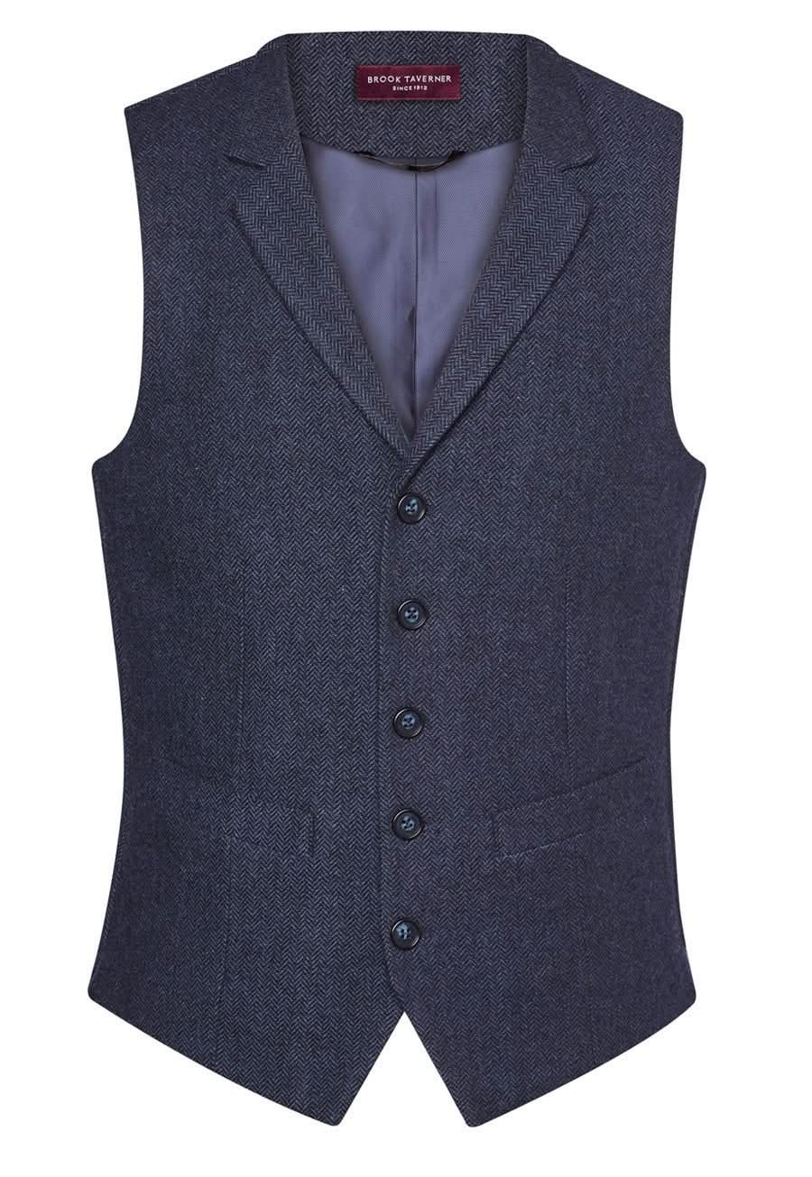 Memphis Mens Waistcoat Mens Waistcoat Brook Taverner Navy Herringbone S