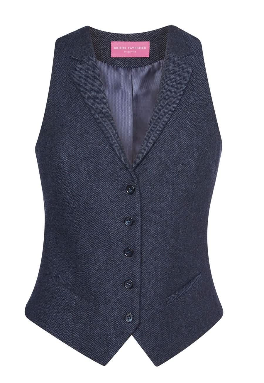 Nashville Ladies Waistcoat Ladies Waistcoat Brook Taverner Navy Herringbone XS