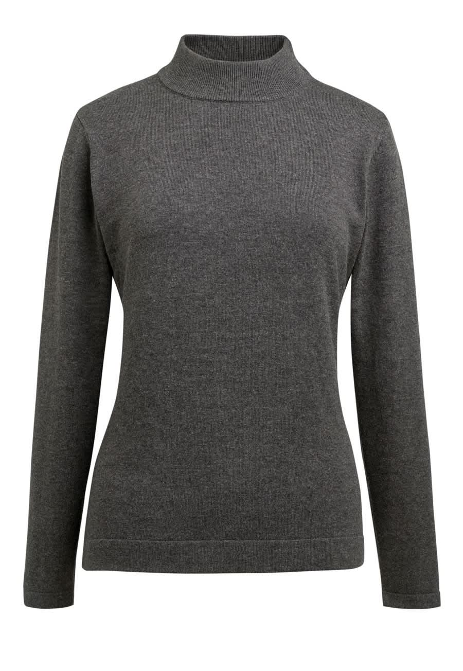 Golden Turtleneck Jumper Womens Knitwear Brook Taverner Charcoal XS