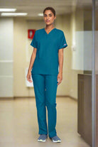 4700: Caribbean Blue Ladies Cherokee Scrub Top Ladies Scrub Top Cherokee Originals