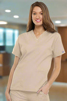 4700: Khaki Cherokee Ladies Scrub Top Ladies Scrub Top Cherokee Originals XXS