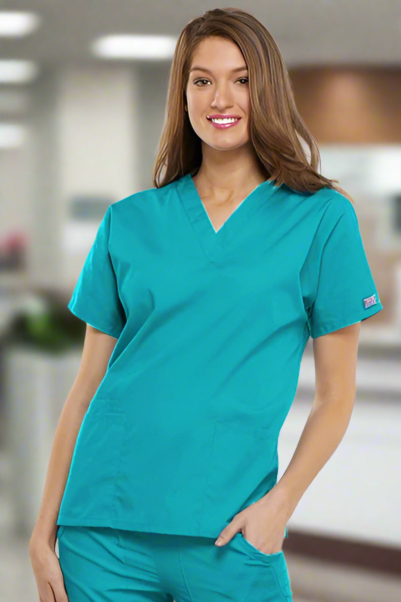 4700: Turquoise Cherokee Ladies Scrub Top Ladies Scrub Top Cherokee Originals XXS