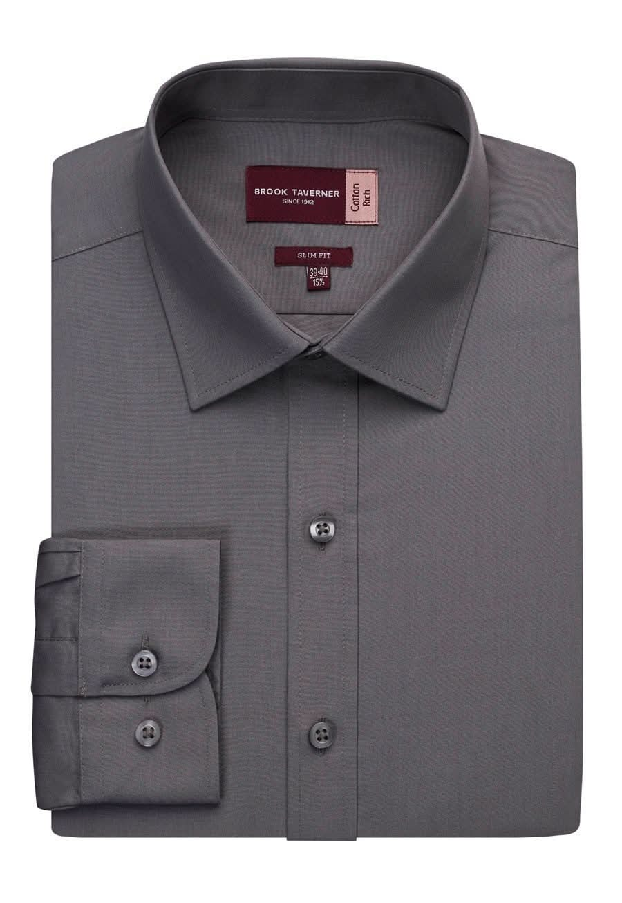 Alba Mens Slim Fit Shirt Mens Long Sleeve Shirts Brook Taverner Grey 14"