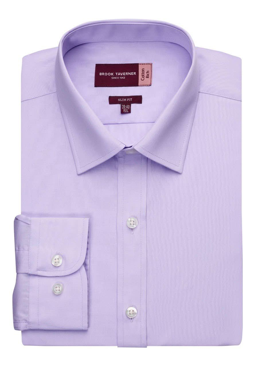 Alba Mens Slim Fit Shirt Mens Long Sleeve Shirts Brook Taverner Lilac 14"