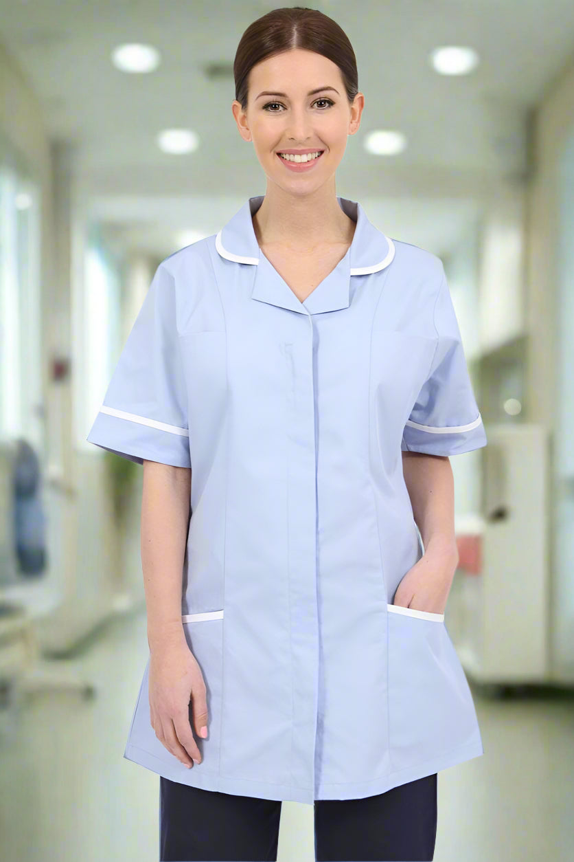 NCLY Sky Blue / white Trim NHS Tunic