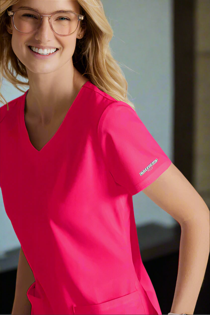 SK101: Ladies Skechers Breeze Vibrance Pink Scrub Top Ladies Scrub Top Skechers by Barco