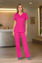 Cherokee Revolution WW610 Mock Wrap Top Ladies Scrub Top Cherokee Revolution Electric Pink XXS