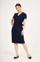 Elena Ladies Tie Wrap Beauty Dress Beauty Dresses La Beeby Navy 6