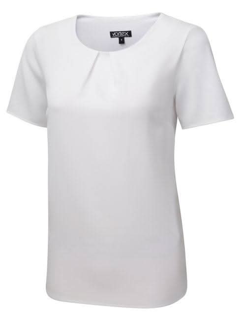 Libby Pleat Neck Blouse Blouses Vortex Designs White 6