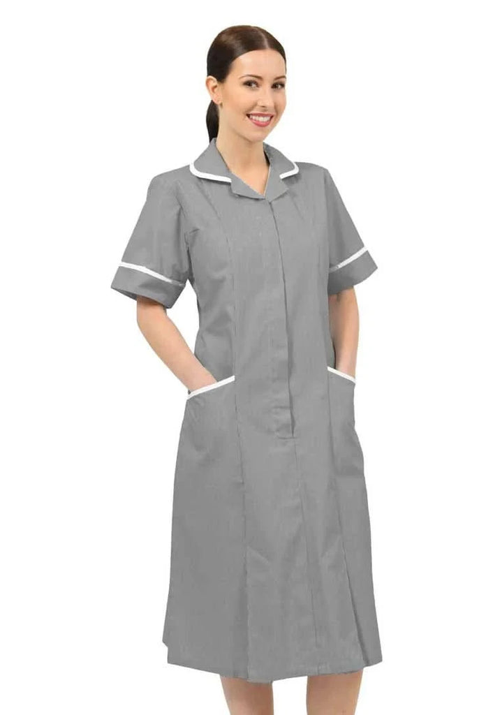 NCLD - Grey/White Stripe Healthcare Dress - The Staff Uniform Company