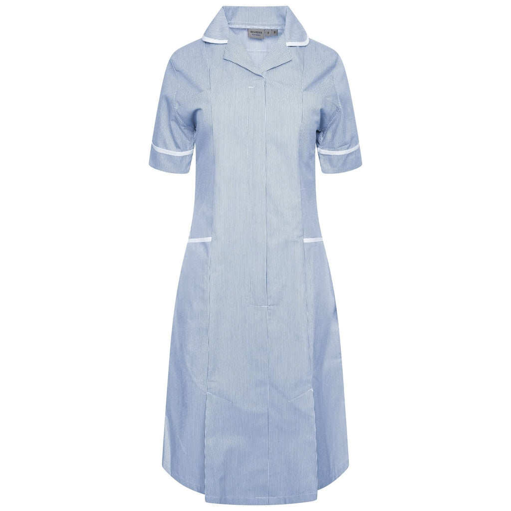 NCLD - Ladies Healthcare Dress - Blue/White Stripe - The Staff Uniform Company