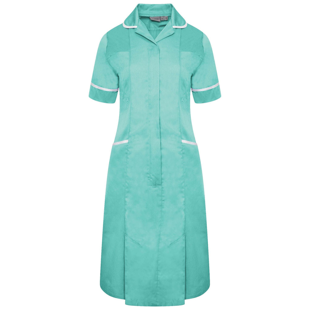 NCLD - Ladies Healthcare Dress - Eau De Nil/White - The Staff Uniform Company