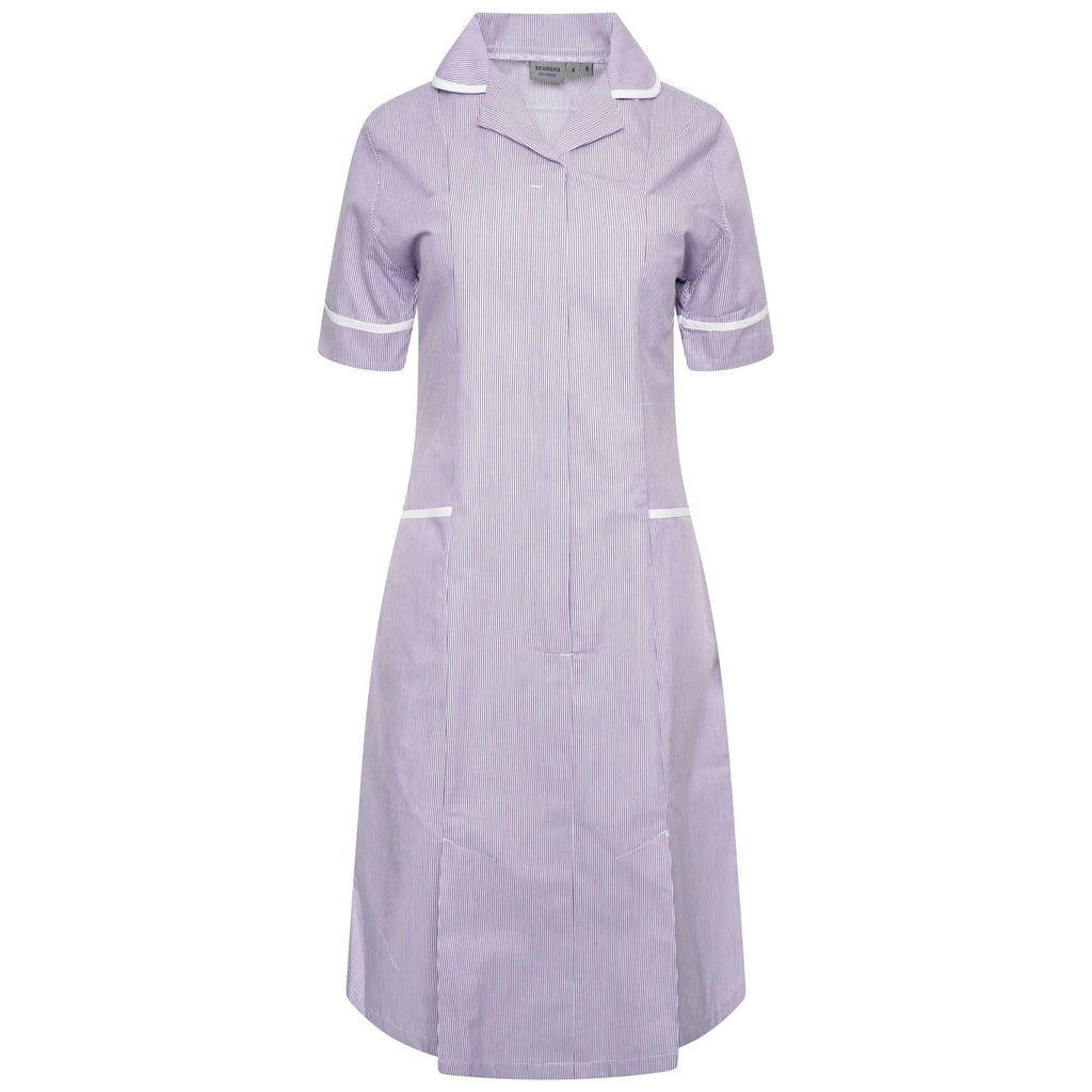 NCLD - Ladies Healthcare Dress -Lilac/White Stripe - The Staff Uniform Company