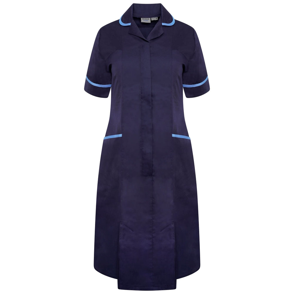 NCLD - Ladies Healthcare Dress - Navy/Hospital Blue - The Staff Uniform Company