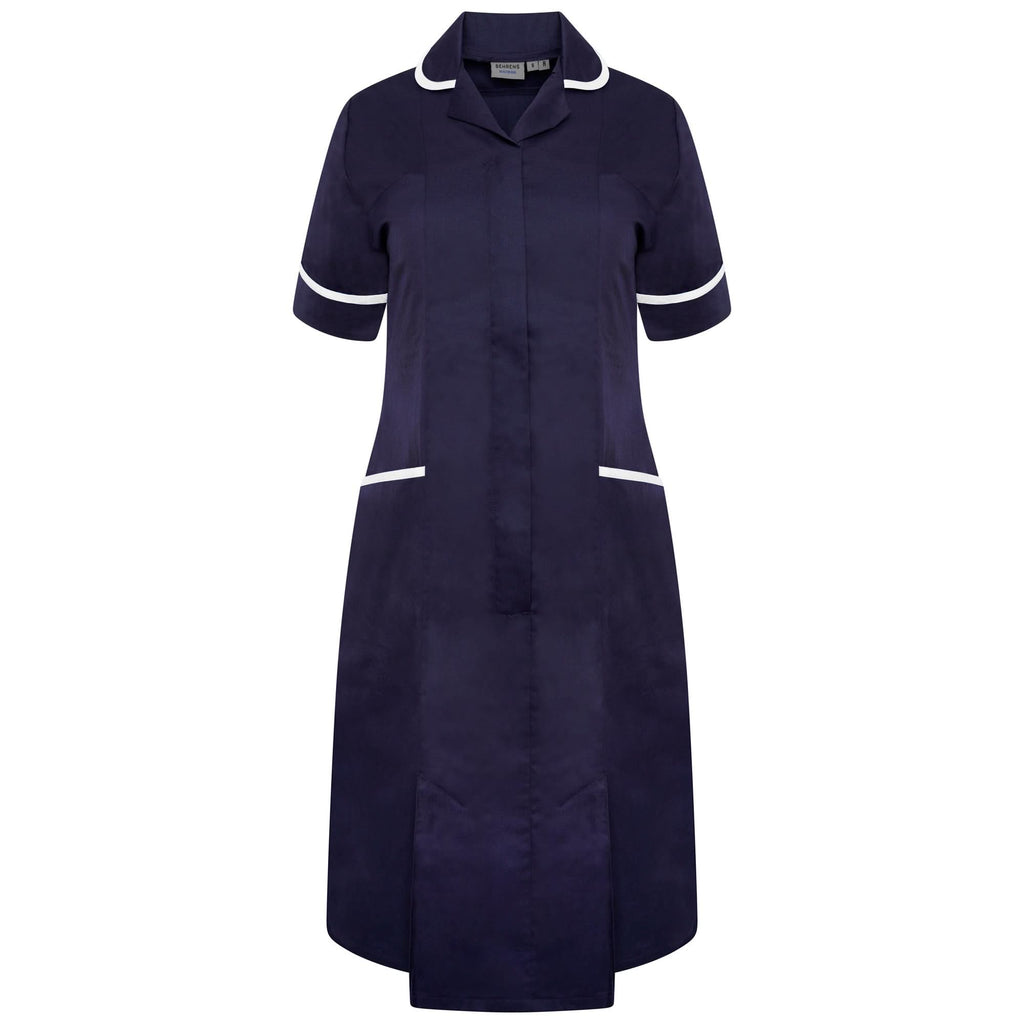 NCLD - Ladies Healthcare Dress - Navy/White - The Staff Uniform Company