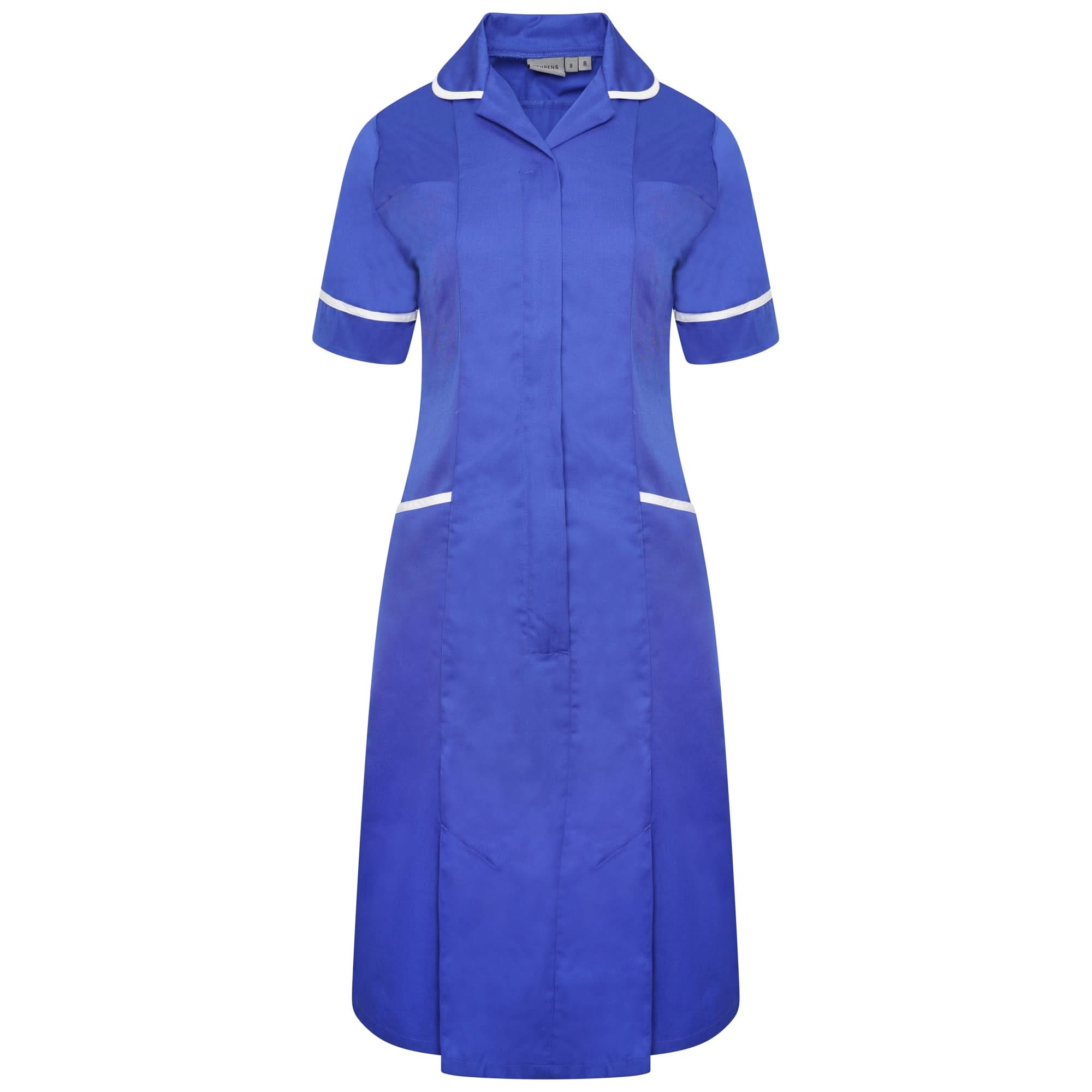 NCLD - Ladies Healthcare Dress - Royal/White - The Staff Uniform Company