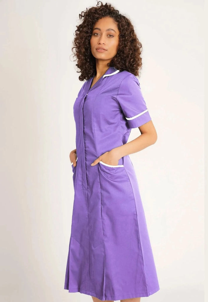 NCLD - Lilac Nurse Dress (White Trim) - The Staff Uniform Company