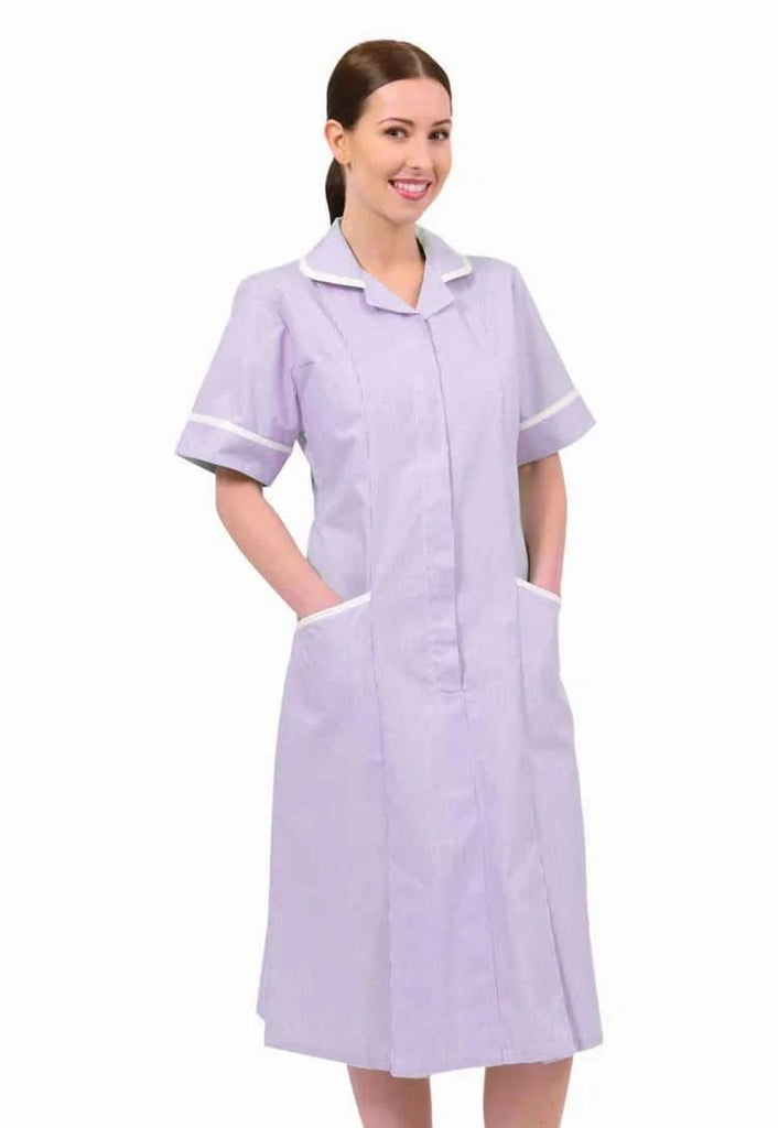 NCLD - Lilac/White Stripe Healthcare Dress - The Staff Uniform Company