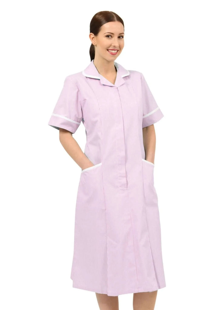 NCLD - Pink/White Stripe Healthcare Dress - The Staff Uniform Company