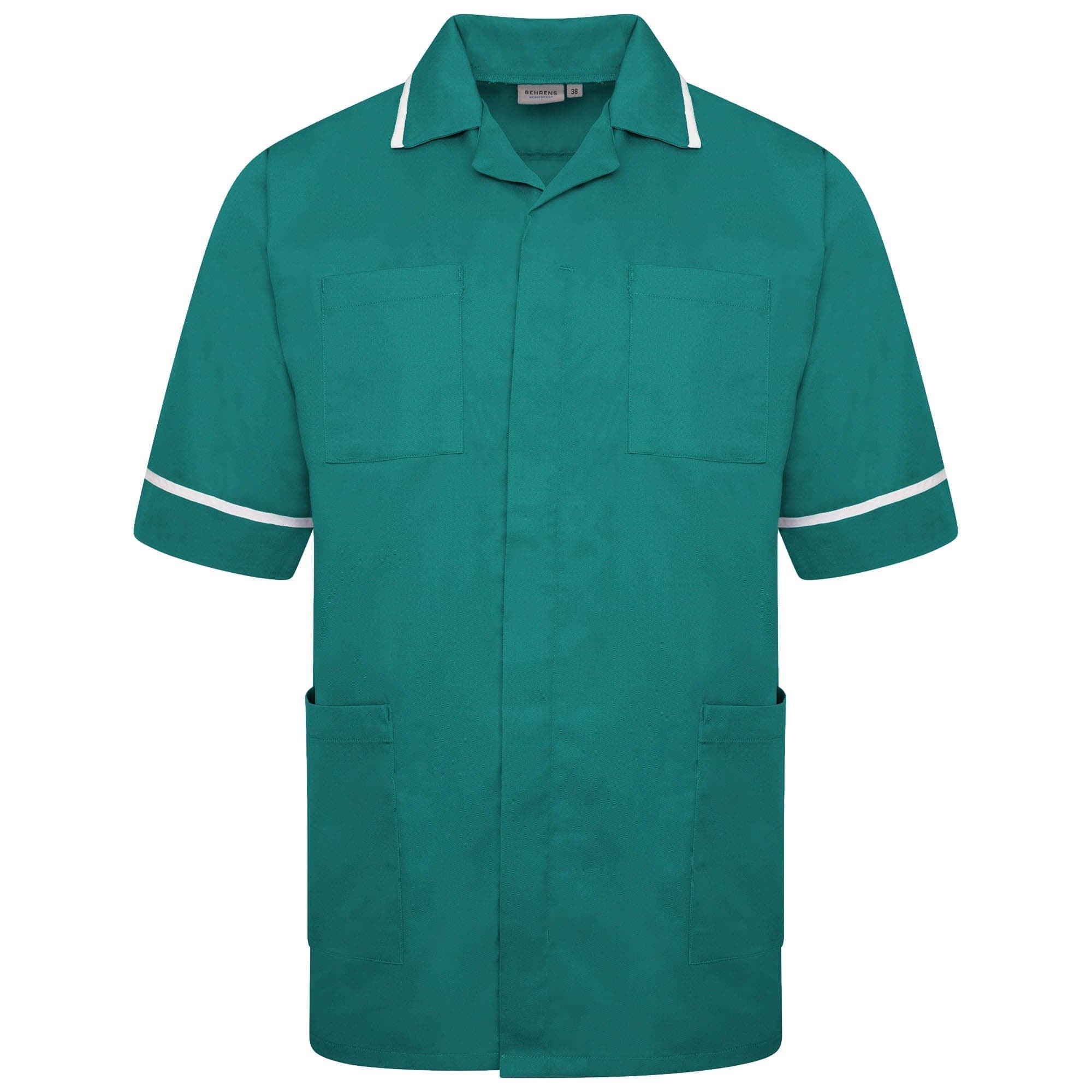 NCMT - Mens Classic Healthcare Tunic (Greens) Bottle Green/White Mens Healthcare Tunic Behrens 32"