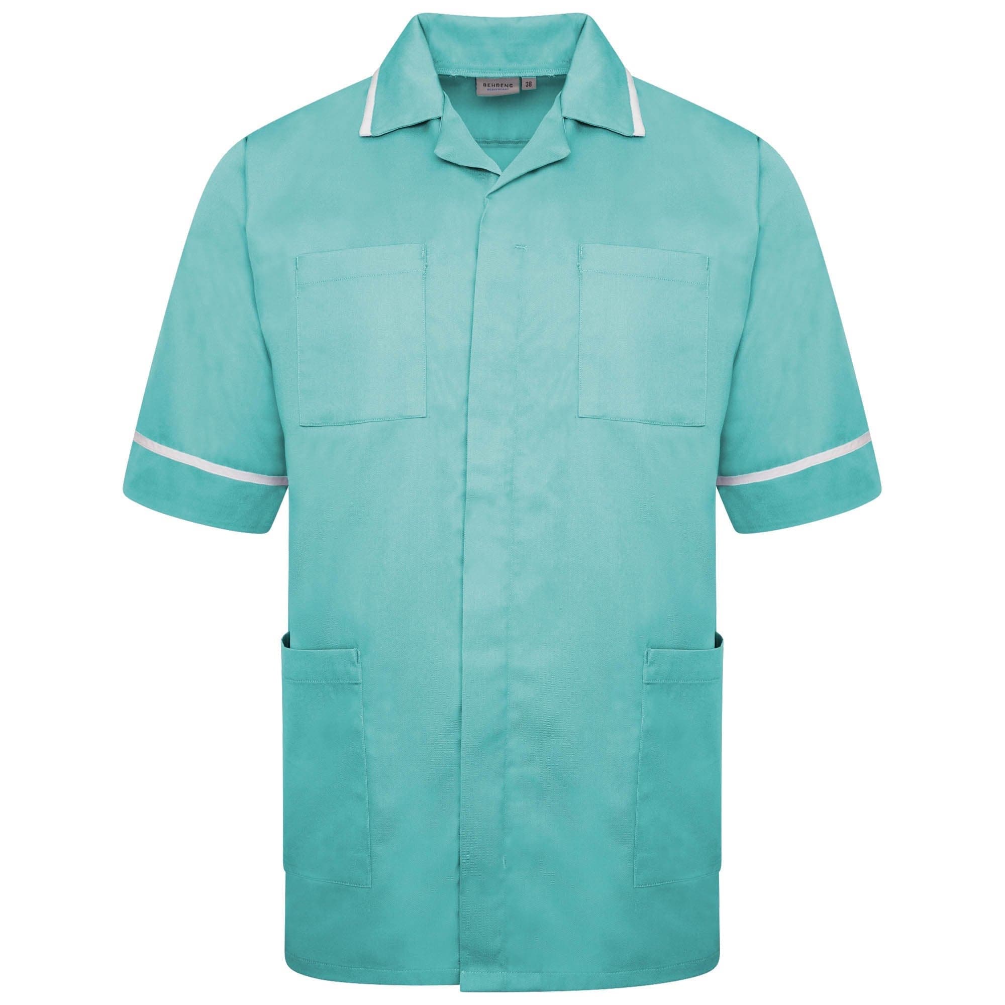 NCMT - Mens Classic Healthcare Tunic (Greens) Eau de Nil/White Mens Healthcare Tunic Behrens 32"