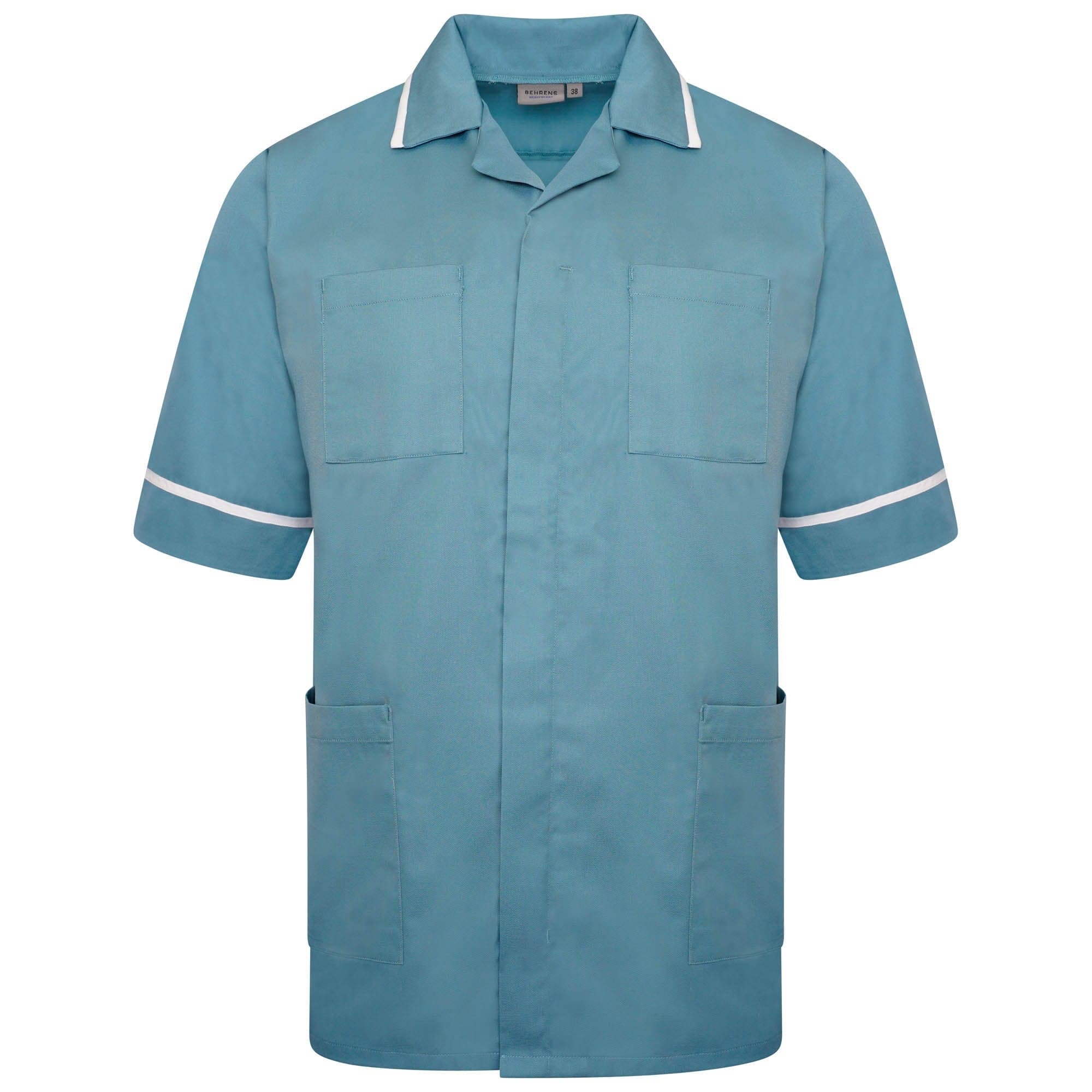 NCMT - Mens Classic Healthcare Tunic (Greens) Teal/White Mens Healthcare Tunic Behrens 32"