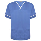 NSTT: Hospital Blue/White Contrast Trim Smart Scrub Tunic Unisex Scrub Top Behrens XS