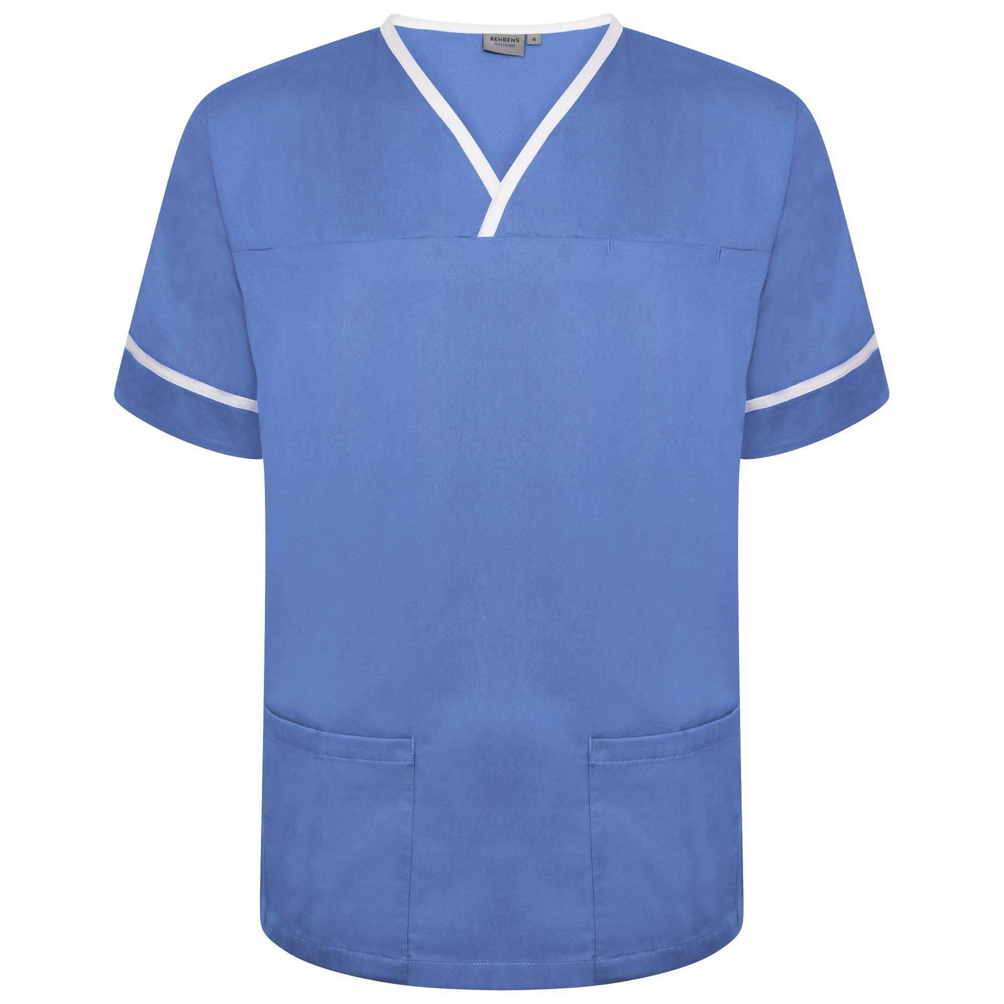 NSTT - Unisex Contrast Trim Smart Scrub Tunic (Blues) - The Staff Uniform Company