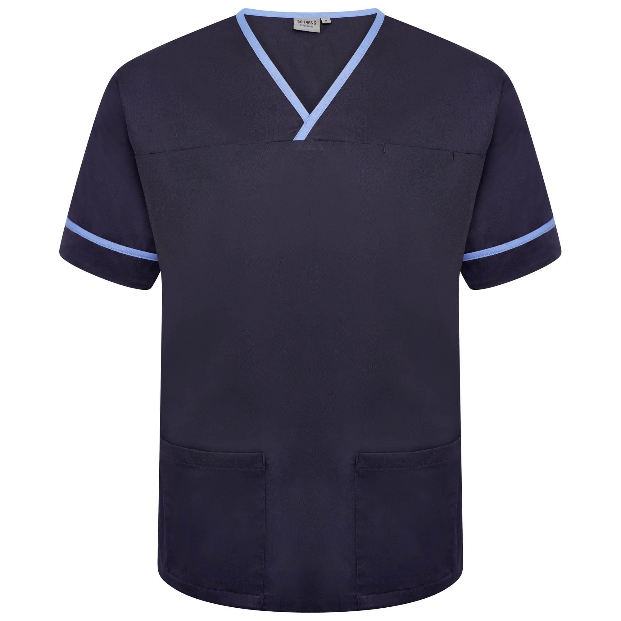 NSTT - Unisex Contrast Trim Smart Scrub Tunic (Blues) - The Staff Uniform Company