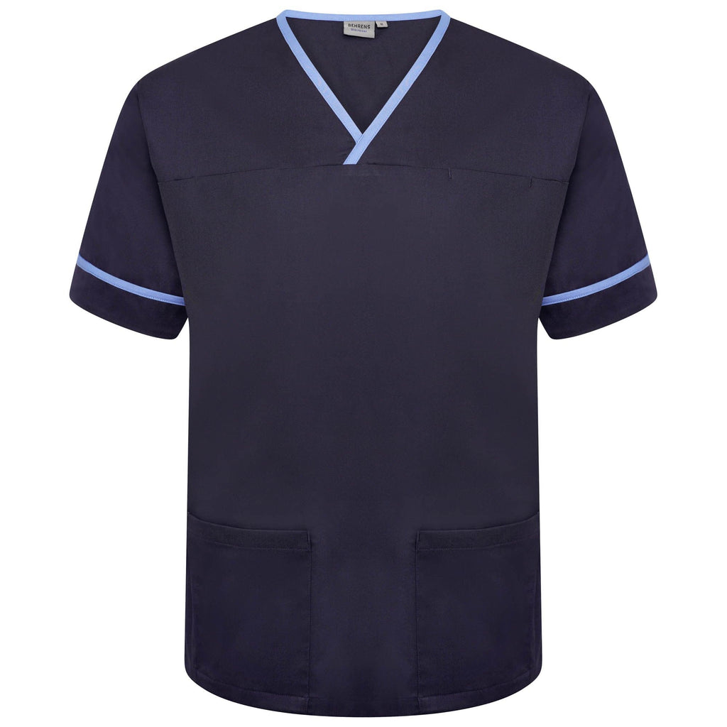 NSTT - Unisex Contrast Trim Smart Scrub Tunic (Blues) - The Staff Uniform Company