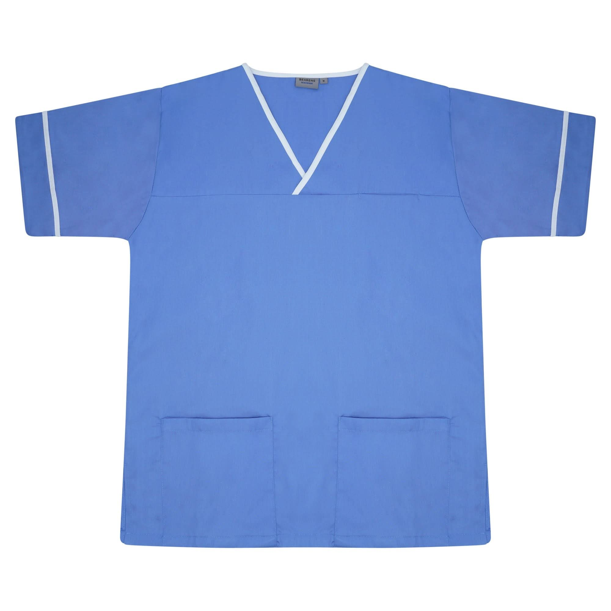 NSTT - Unisex Contrast Trim Smart Scrub Tunic (Blues) - The Staff Uniform Company