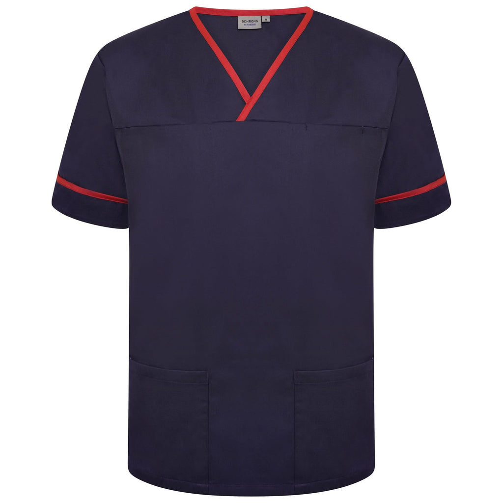 NSTT - Unisex Contrast Trim Smart Scrub Tunic (Blues) - The Staff Uniform Company