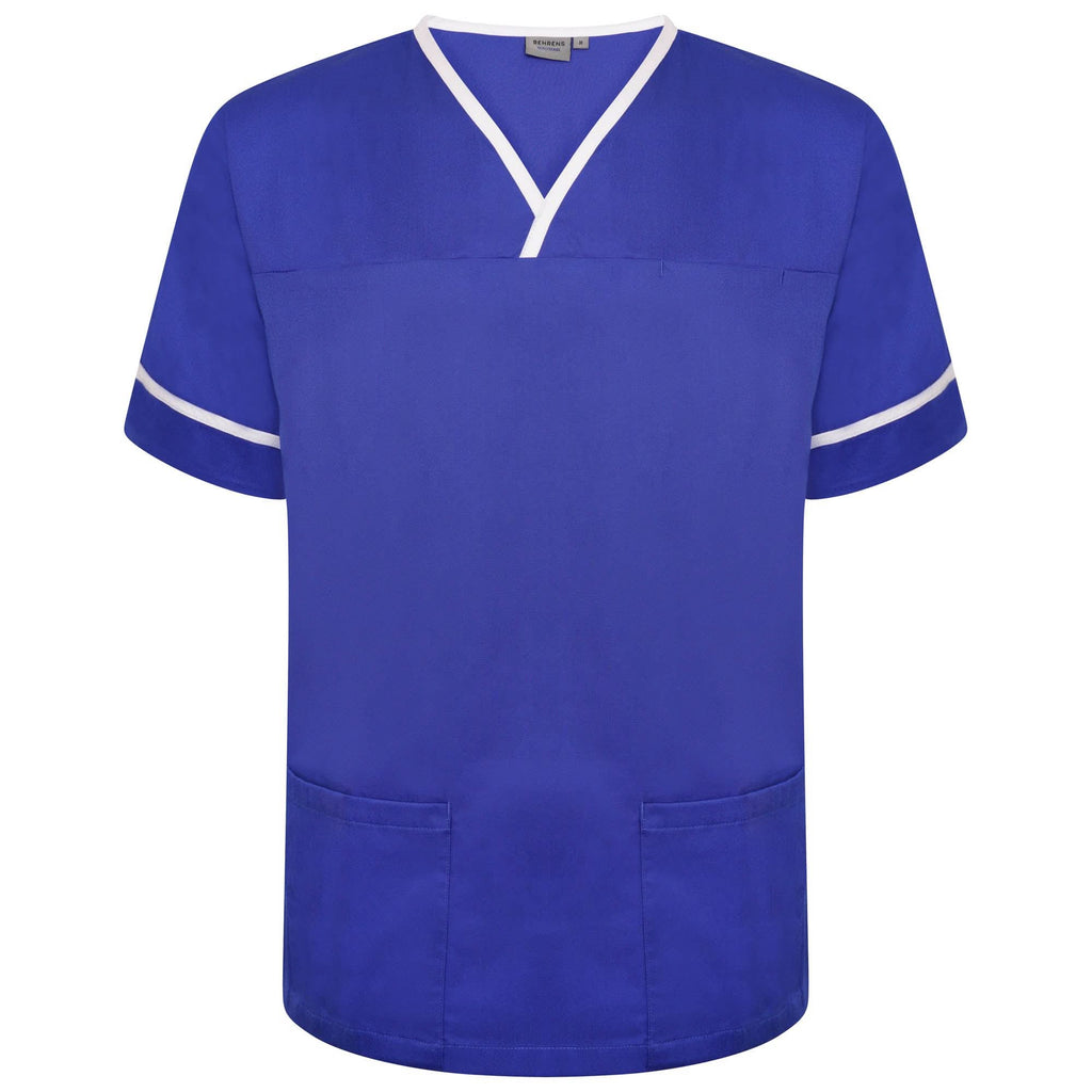 NSTT - Unisex Contrast Trim Smart Scrub Tunic (Blues) - The Staff Uniform Company