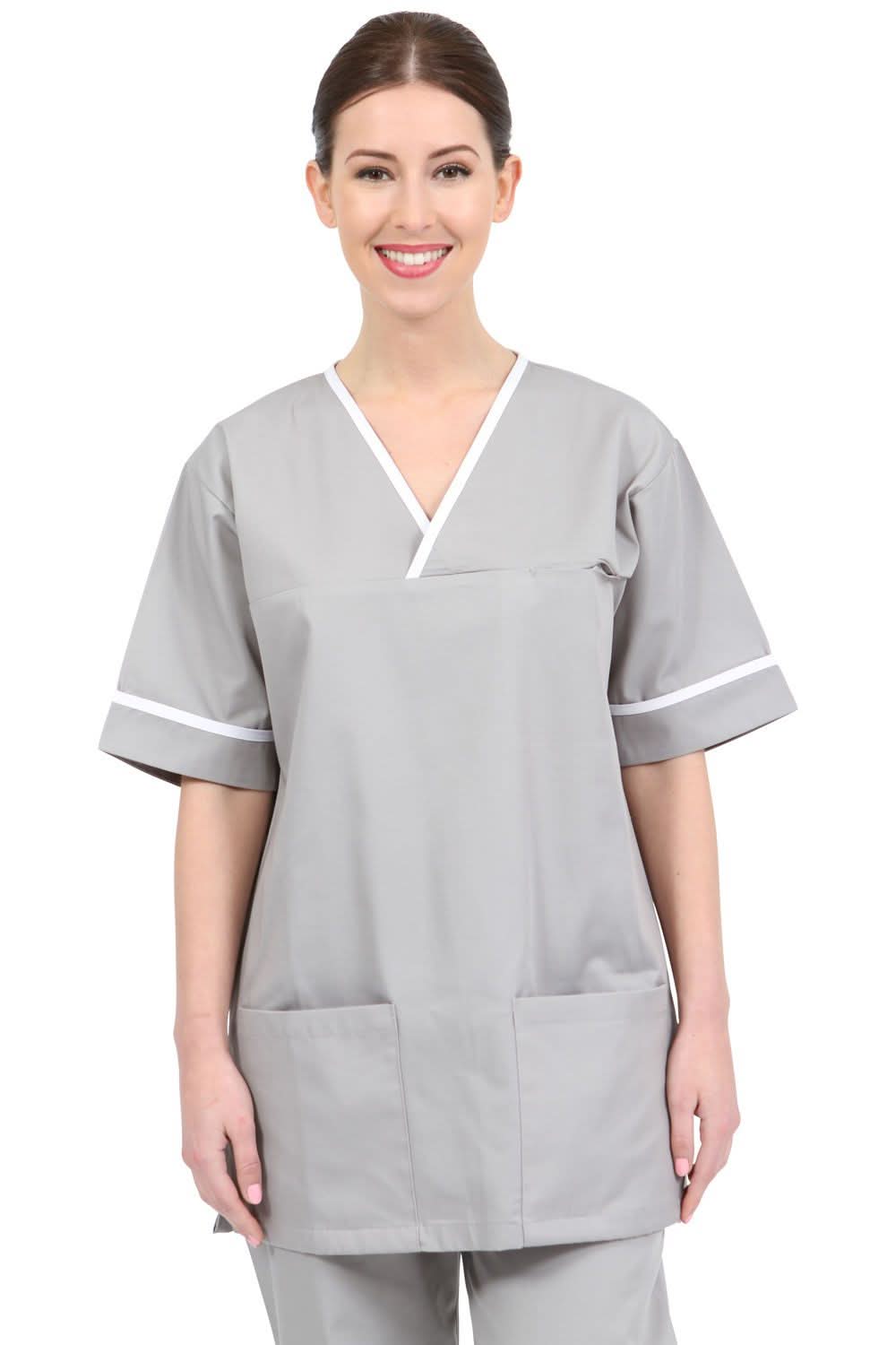 NSTT - Unisex Contrast Trim Smart Scrub Tunic (Colours) - The Staff Uniform Company