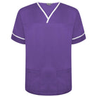 NSTT: Purple/White Contrast Trim Smart Scrub Tunic Unisex Scrub Top Behrens XS