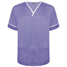 NSTT: Lilac/White Contrast Trim Smart Scrub Tunic Unisex Scrub Top Behrens XS