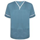 NSTT: Teal/White Contrast Trim Smart Scrub Tunic Unisex Scrub Top Behrens XS