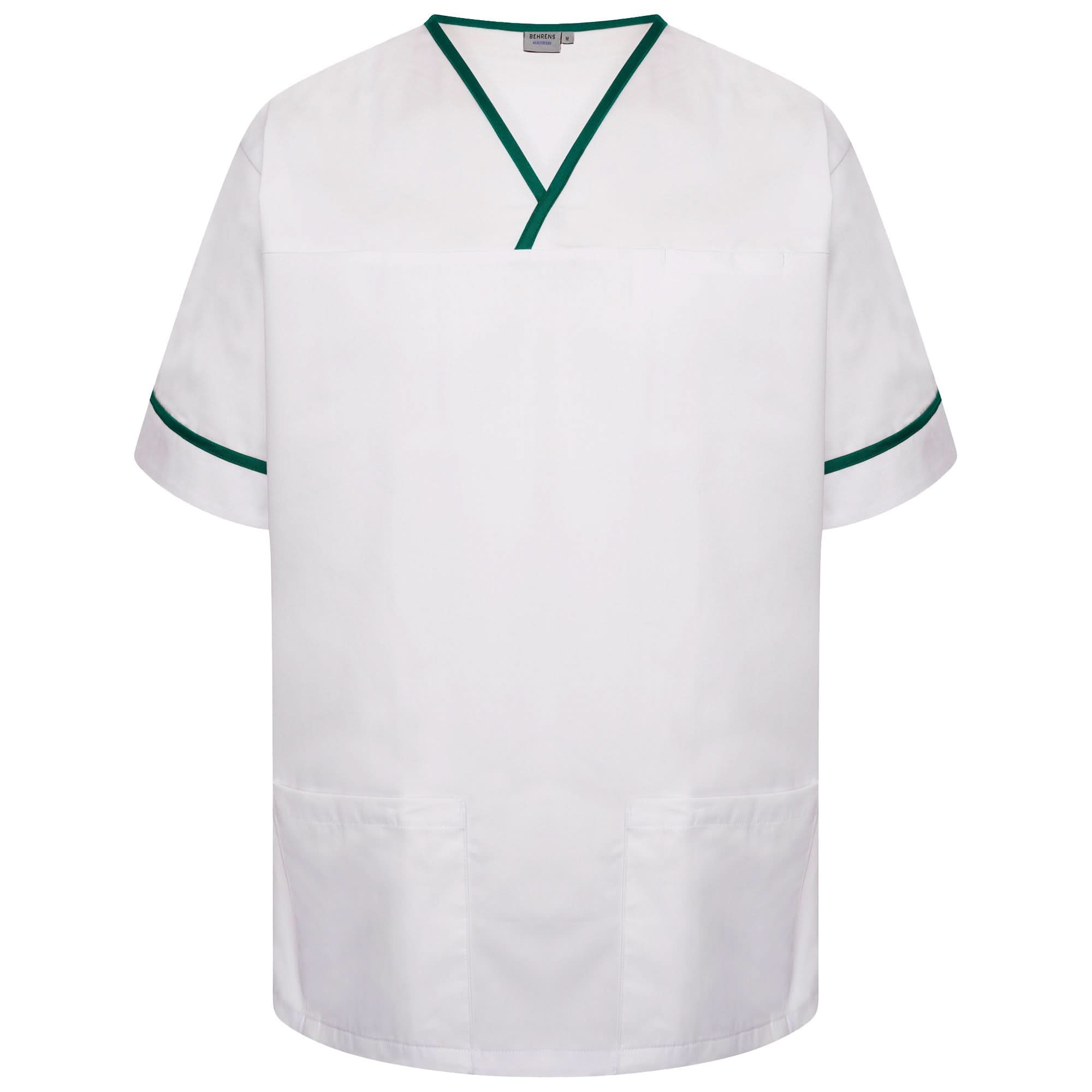 NSTT - Unisex Contrast Trim Smart Scrub Tunic (Whites) - The Staff Uniform Company