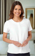 Poppy Ladies Round Neck Blouse Blouses Vortex Designs White 6