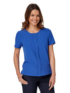 Poppy Ladies Round Neck Blouse Blouses Vortex Designs Cobalt Blue 6