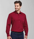 PR200: Mens Long Sleeve Poplin Shirt Mens Long Sleeve Shirts Premier Burgundy 14.5