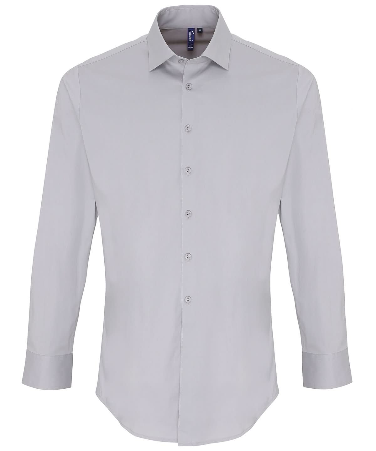 PR244 - Stretch Fit Long Sleeve Cotton Poplin Shirt - The Staff Uniform Company