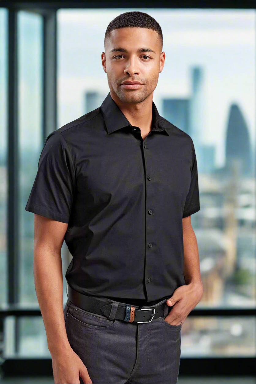 PR246 - Stretch Fit Short Sleeve Cotton Poplin Shirt - The Staff Uniform Company