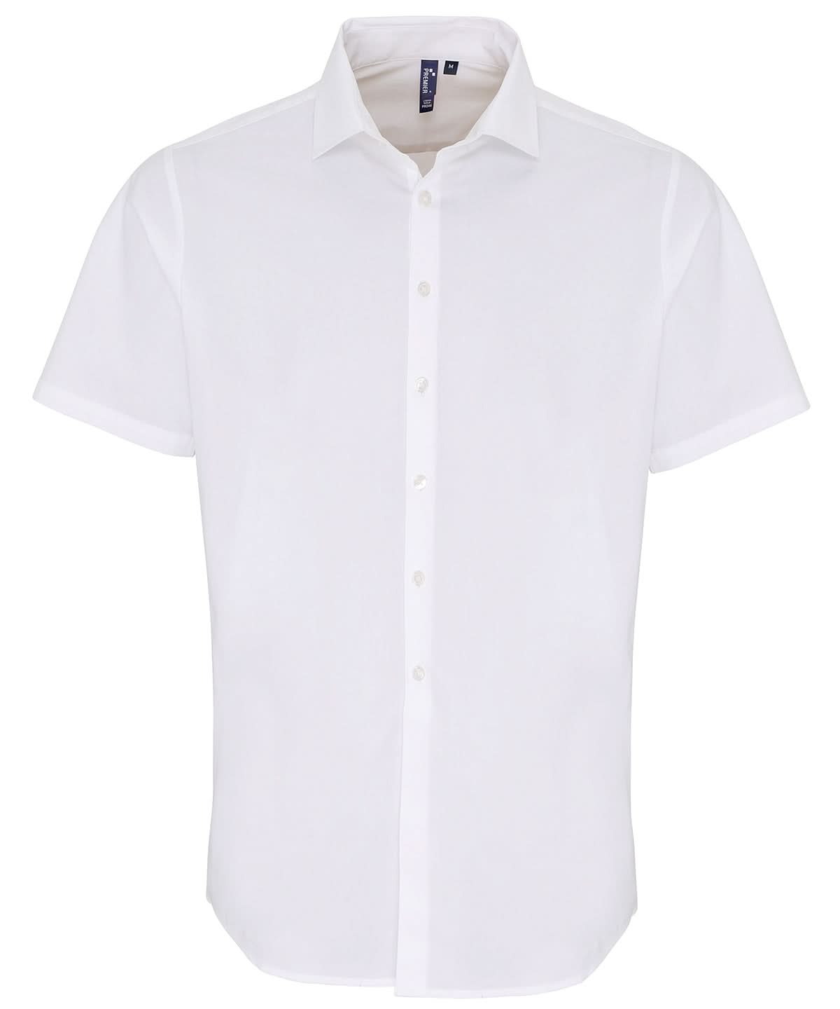 PR246: Mens Short Sleeve Poplin Shirt Mens Short Sleeve Shirts Premier White XS