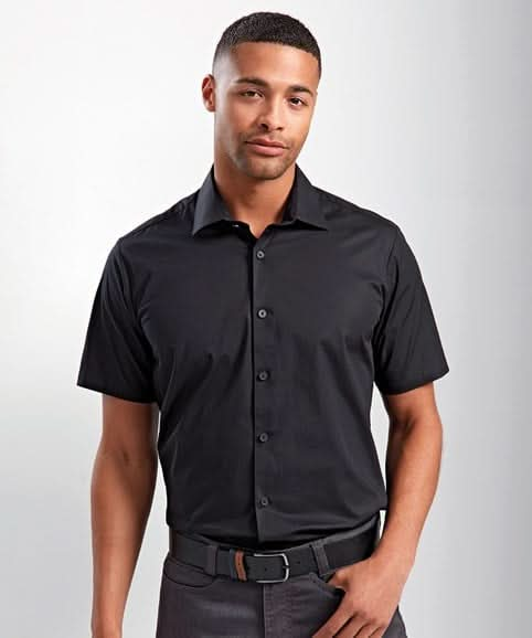 PR246 - Stretch Fit Short Sleeve Cotton Poplin Shirt - The Staff Uniform Company