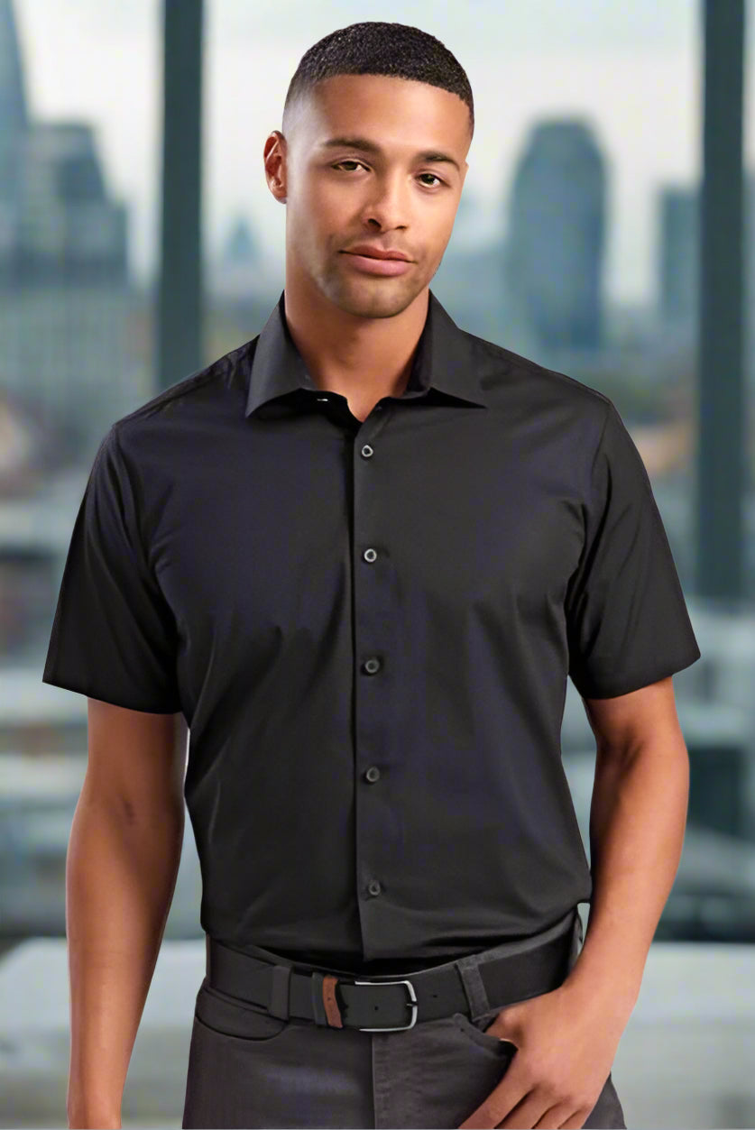 PR246: Mens Short Sleeve Poplin Shirt Mens Short Sleeve Shirts Premier