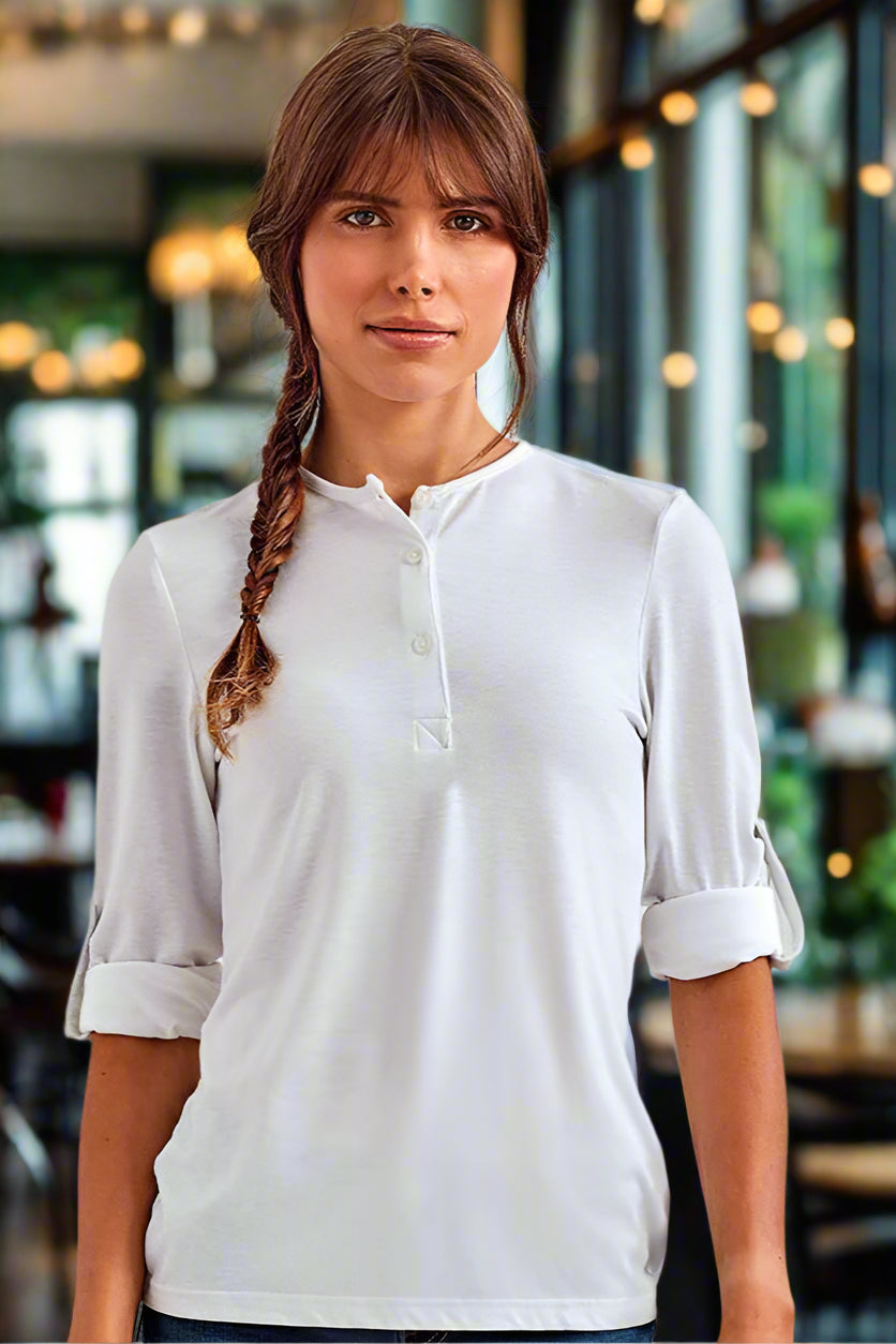 PR318: Ladies Roll Sleeve T-Shirt Womens T-Shirts Premier White XS