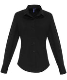 PR344 - Womens Stretch Fit Long Sleeve Cotton Poplin Shirt - The Staff Uniform Company