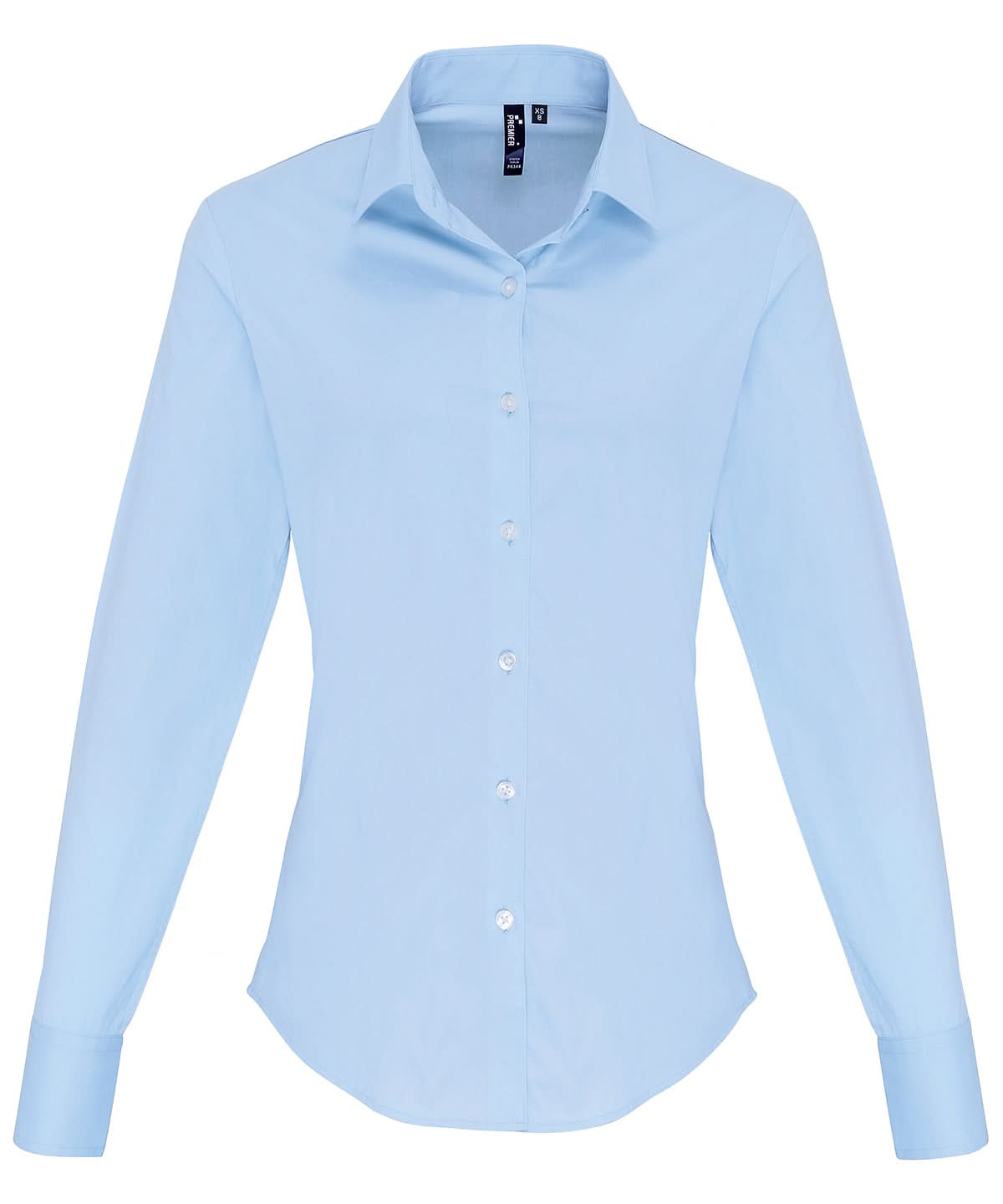 PR344 - Womens Stretch Fit Long Sleeve Cotton Poplin Shirt - The Staff Uniform Company